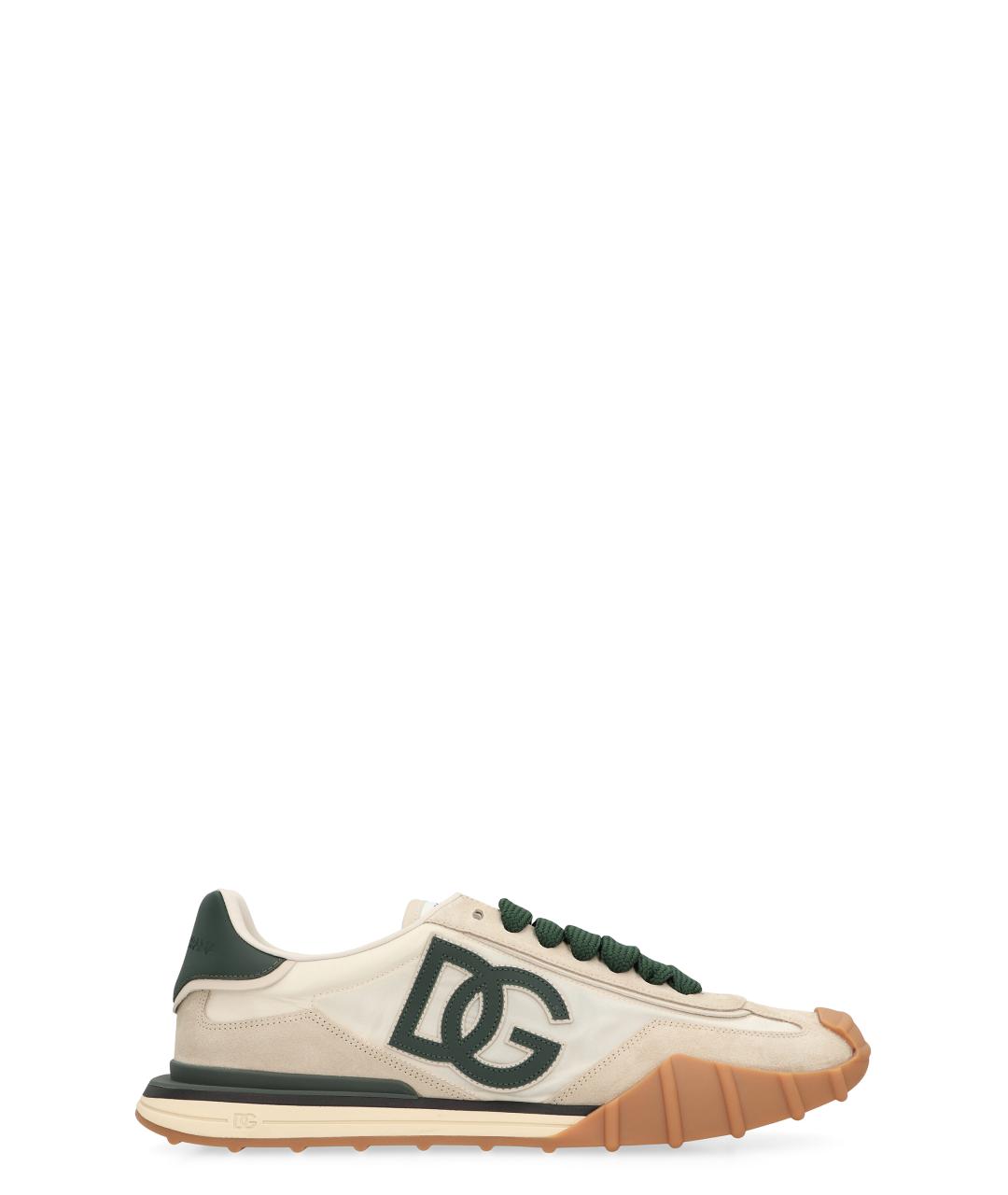 DOLCE&GABBANA Бежевые текстильные низкие кроссовки / кеды, фото 1