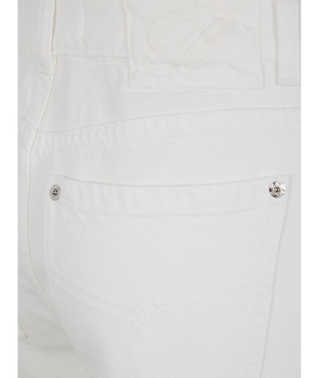 BLUMARINE Белые хлопковые прямые джинсы, фото 3