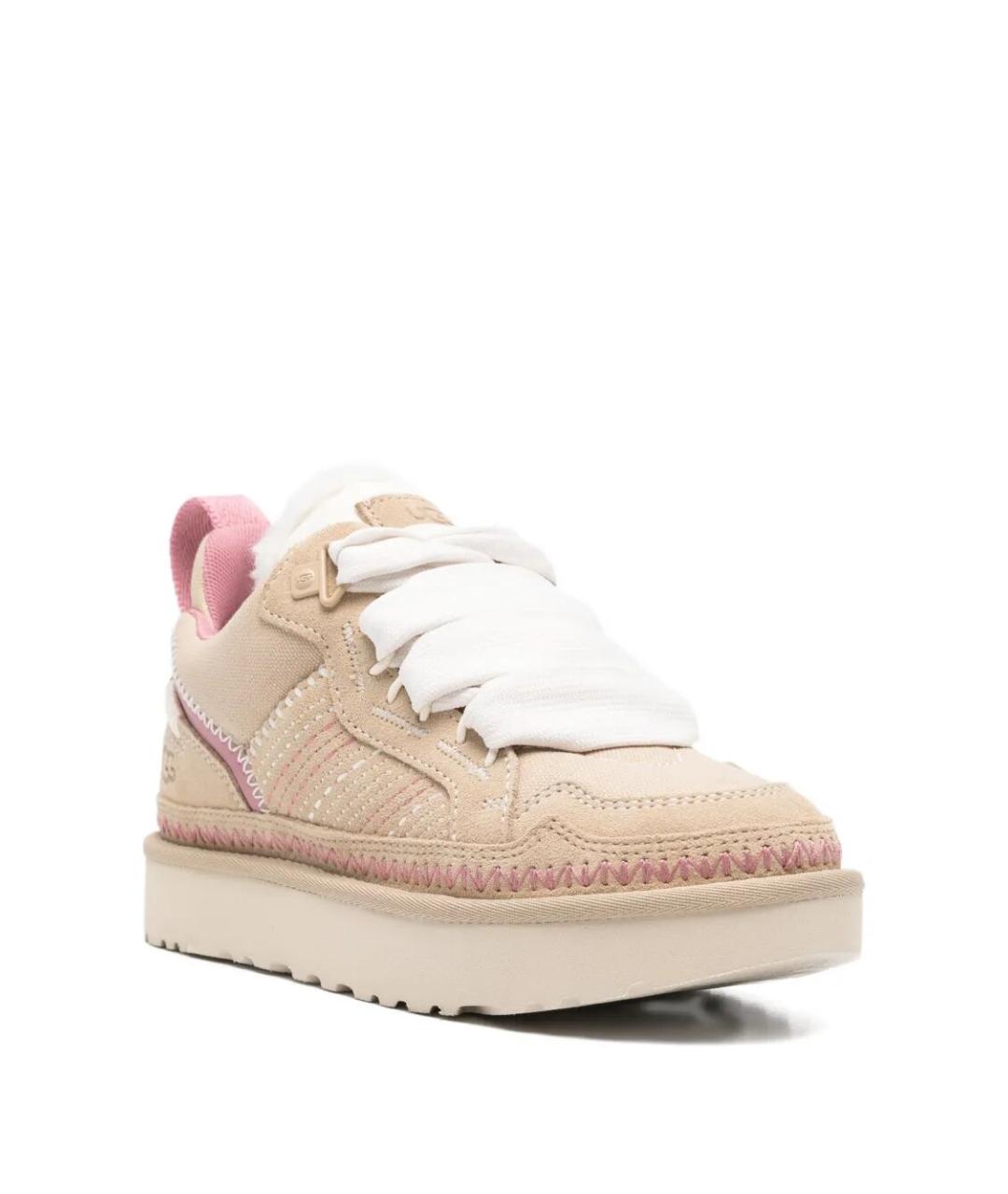 UGG AUSTRALIA Бежевые кожаные кроссовки, фото 3