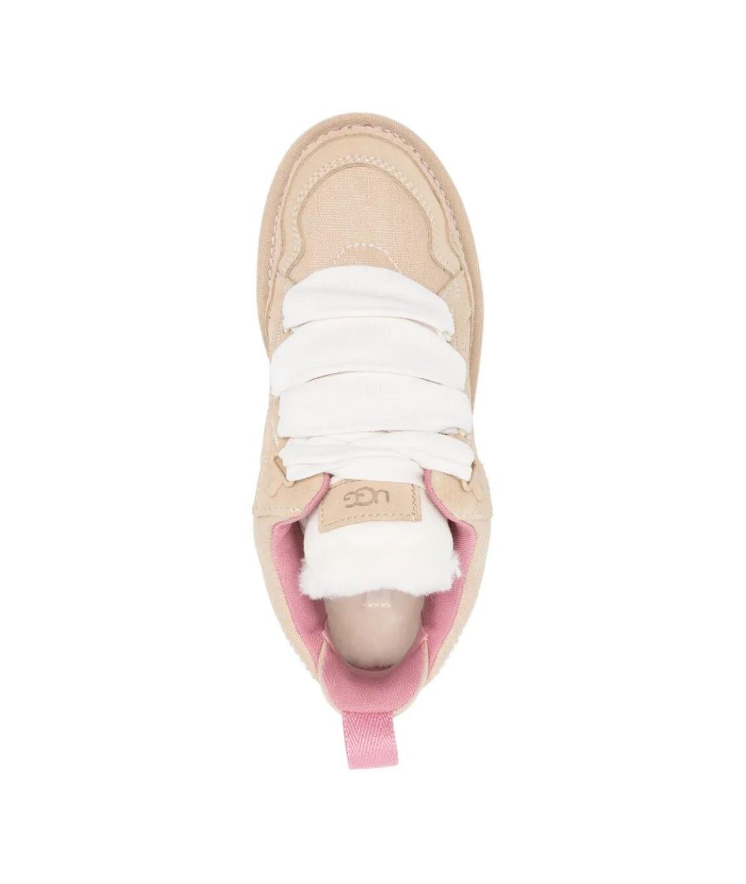 UGG AUSTRALIA Бежевые кожаные кроссовки, фото 4