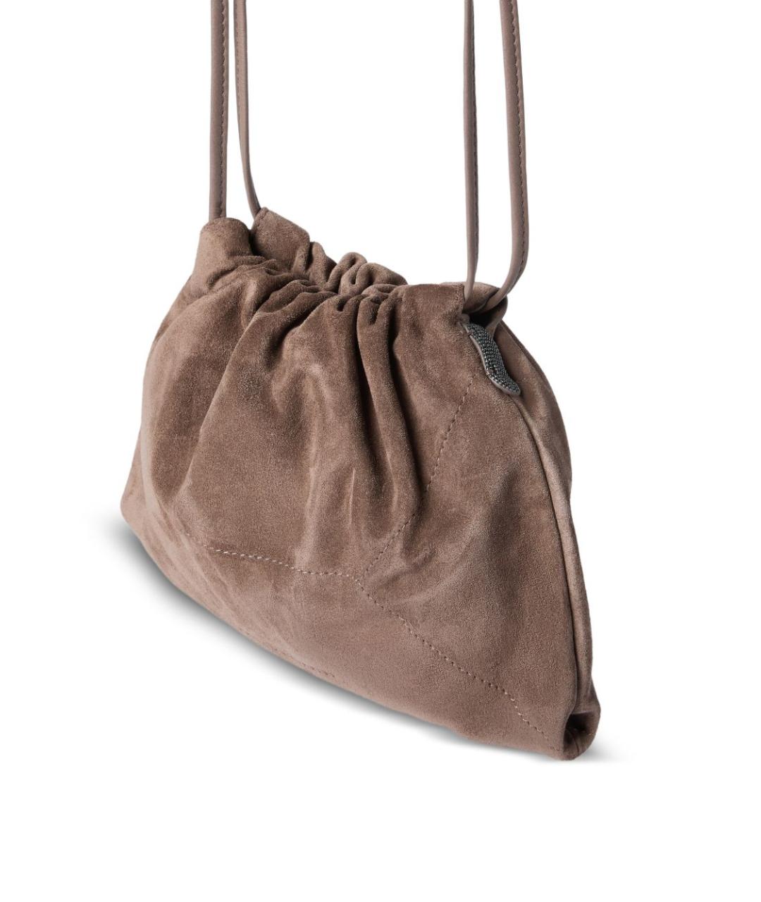 BRUNELLO CUCINELLI Коричневая кожаная сумка через плечо, фото 4