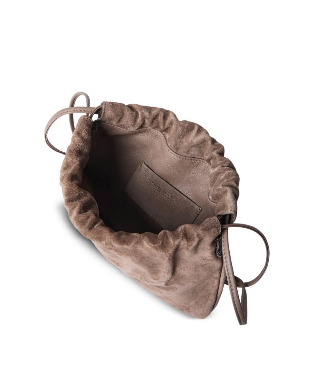 BRUNELLO CUCINELLI Коричневая кожаная сумка через плечо, фото 5