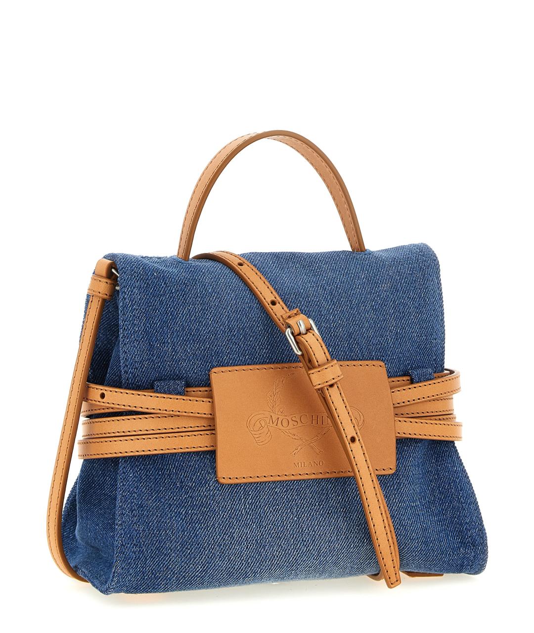 MOSCHINO Синяя хлопковая сумка через плечо, фото 2