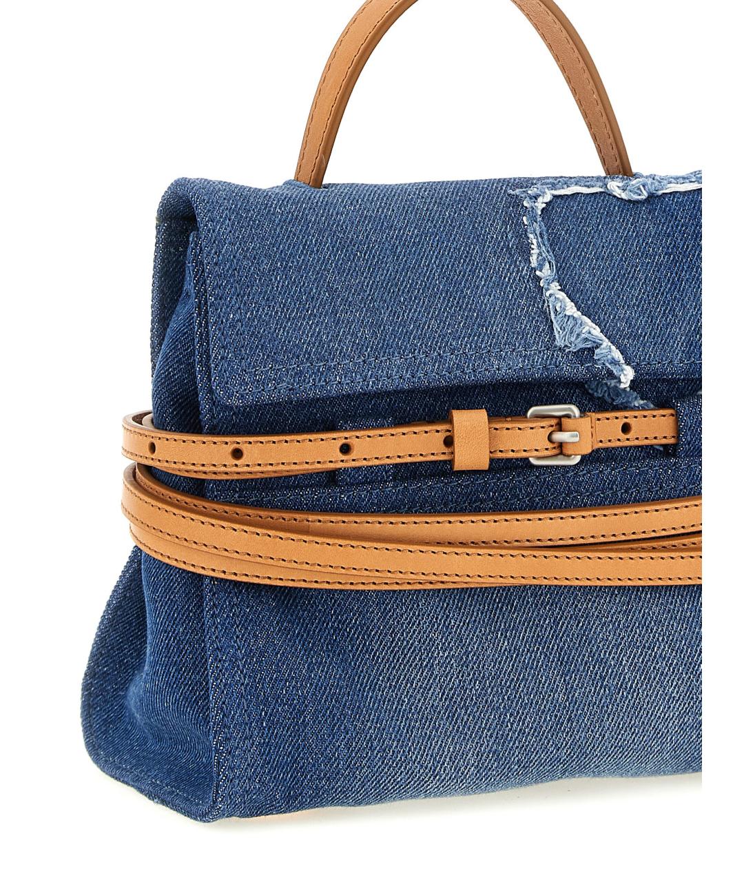 MOSCHINO Синяя хлопковая сумка через плечо, фото 3