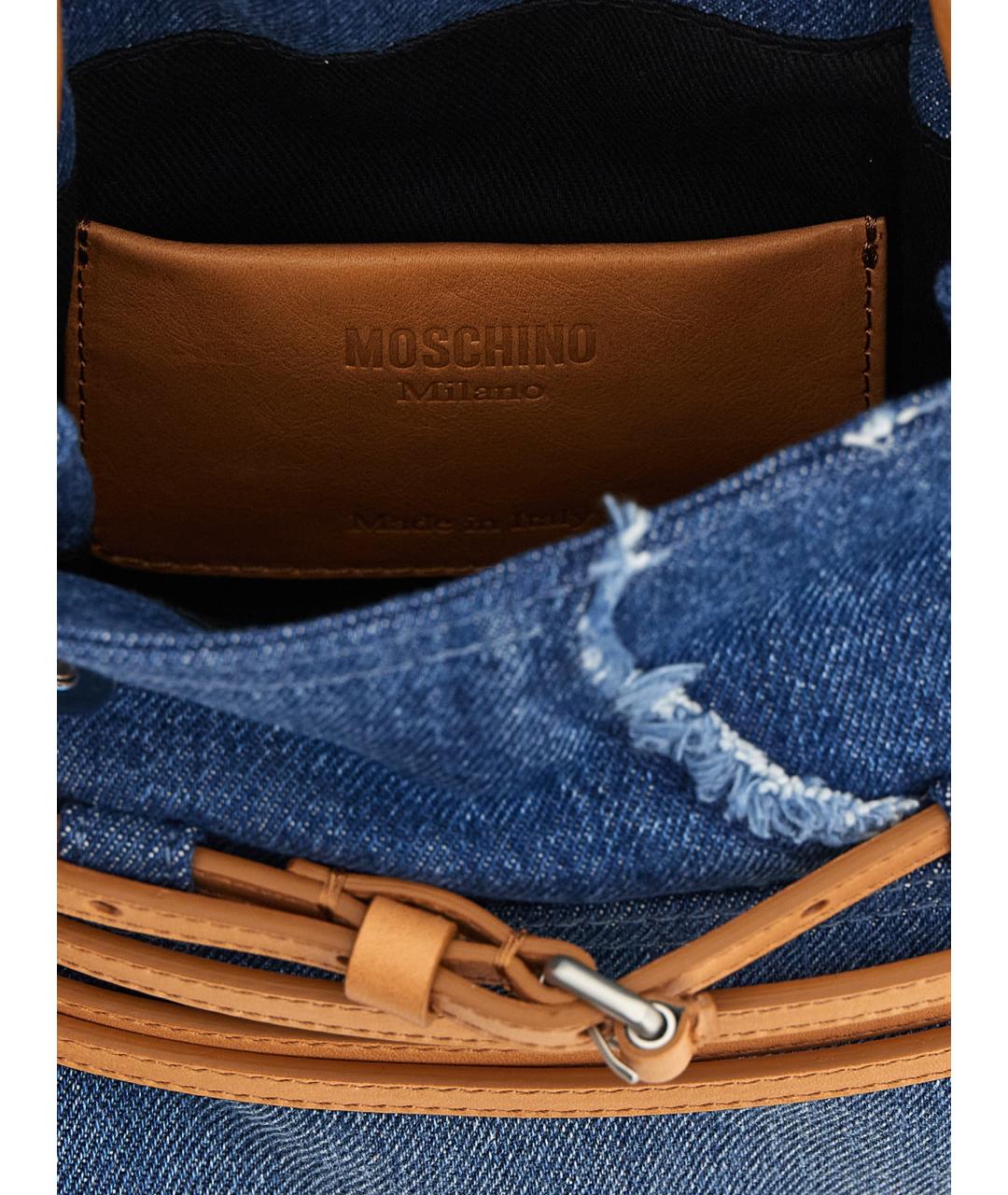 MOSCHINO Синяя хлопковая сумка через плечо, фото 4