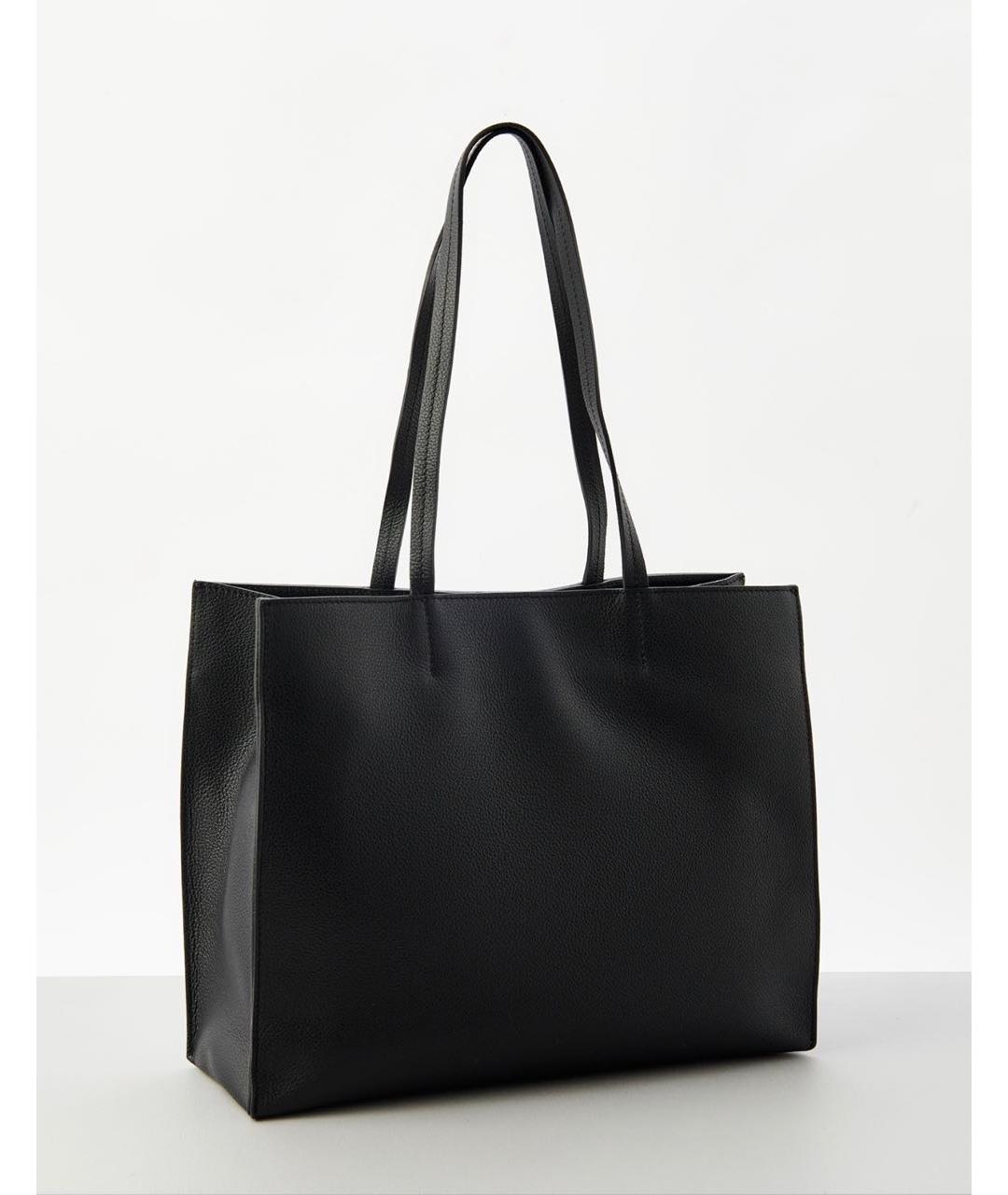 PATRIZIA PEPE Черная кожаная сумка тоут, фото 2