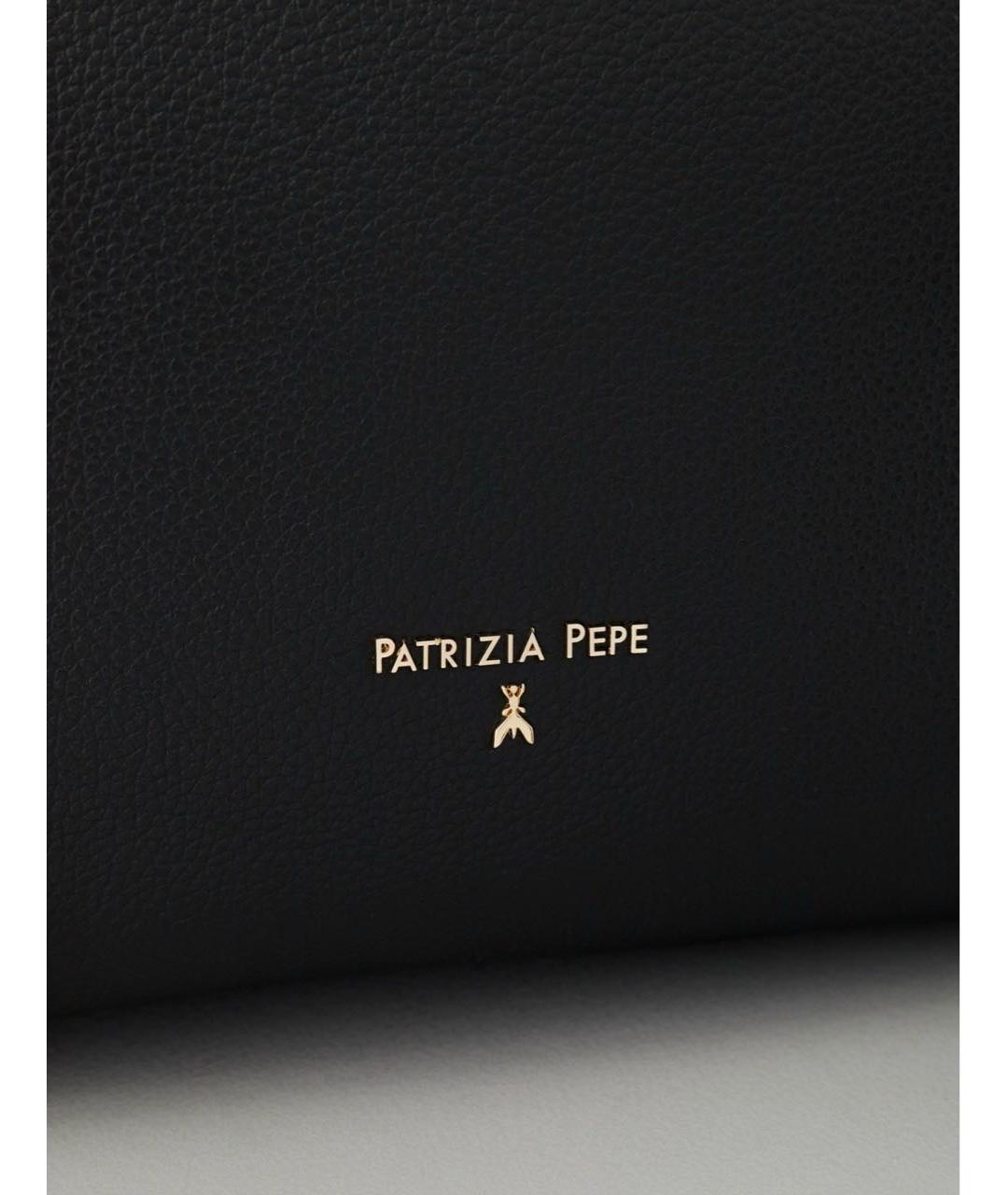 PATRIZIA PEPE Черная кожаная сумка тоут, фото 6
