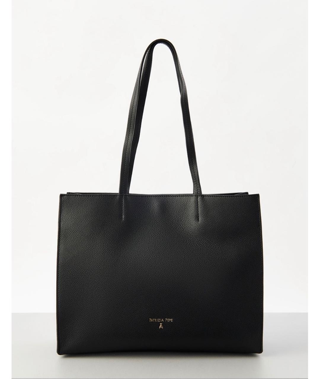 PATRIZIA PEPE Черная кожаная сумка тоут, фото 8
