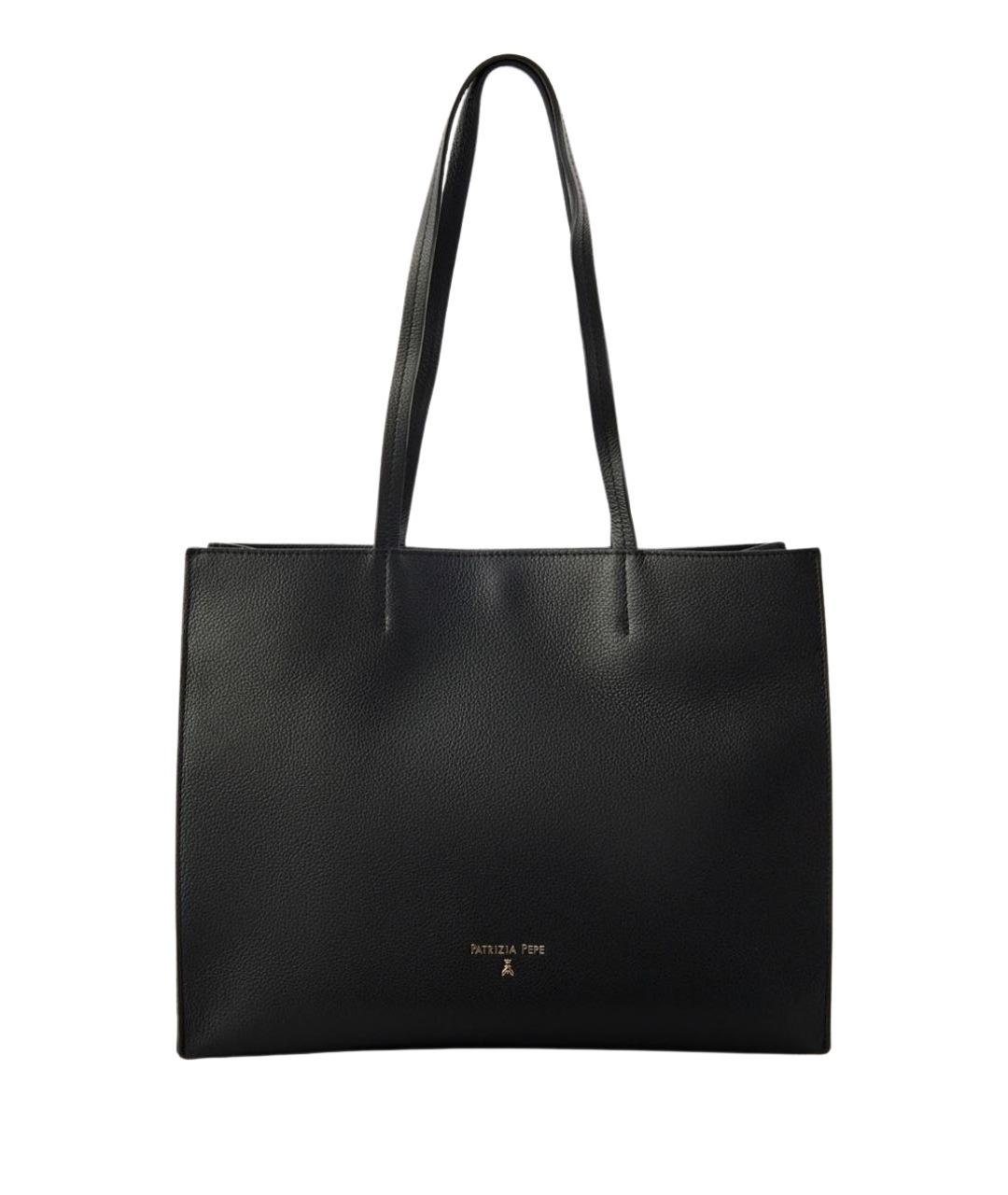 PATRIZIA PEPE Черная кожаная сумка тоут, фото 1