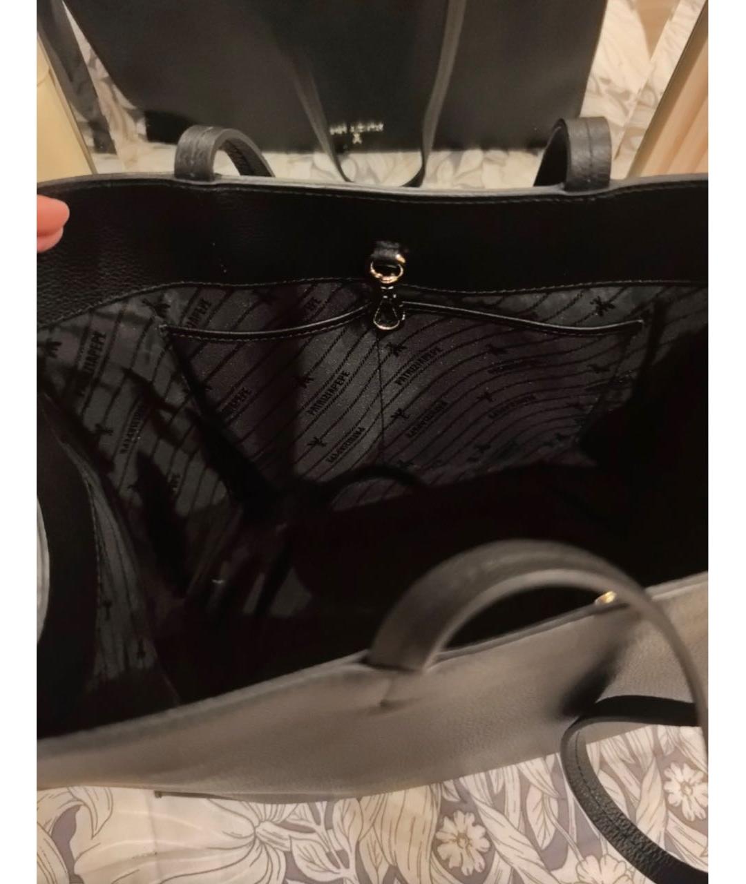 PATRIZIA PEPE Черная кожаная сумка тоут, фото 4