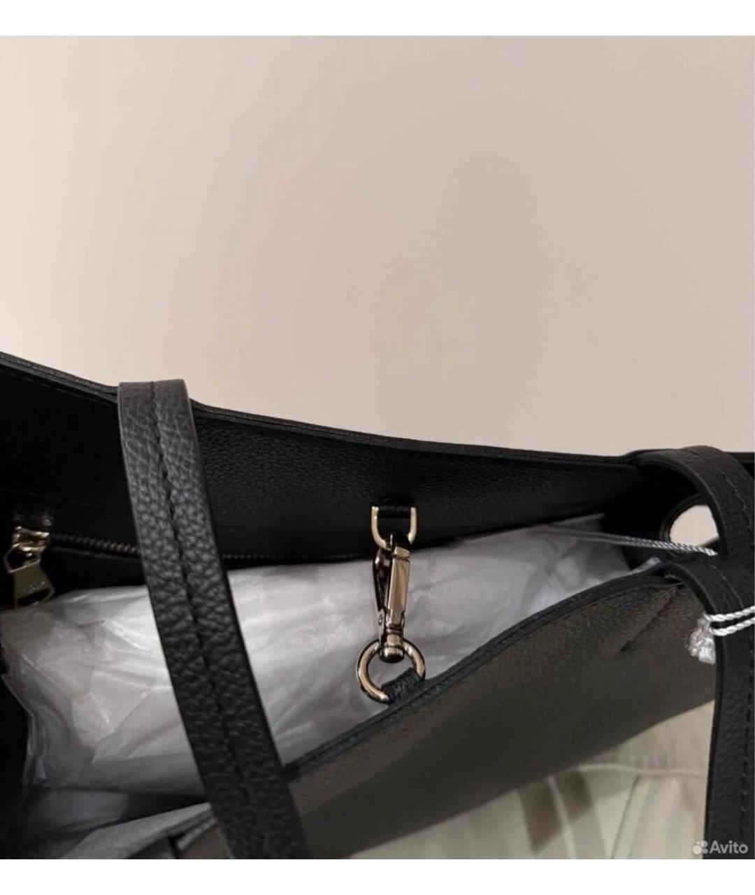 PATRIZIA PEPE Черная кожаная сумка тоут, фото 5