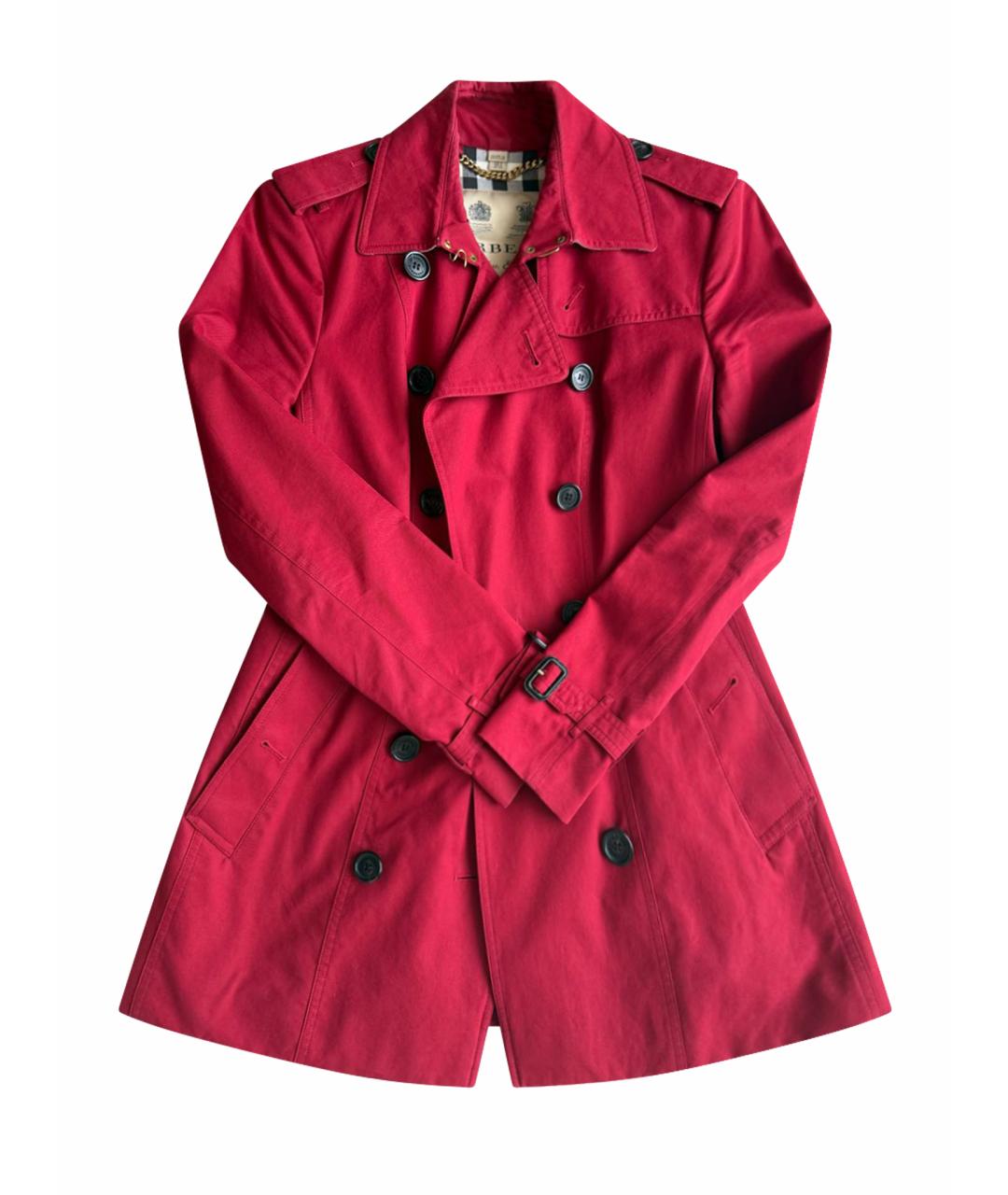 BURBERRY Бордовый хлопковый тренч/плащ, фото 1