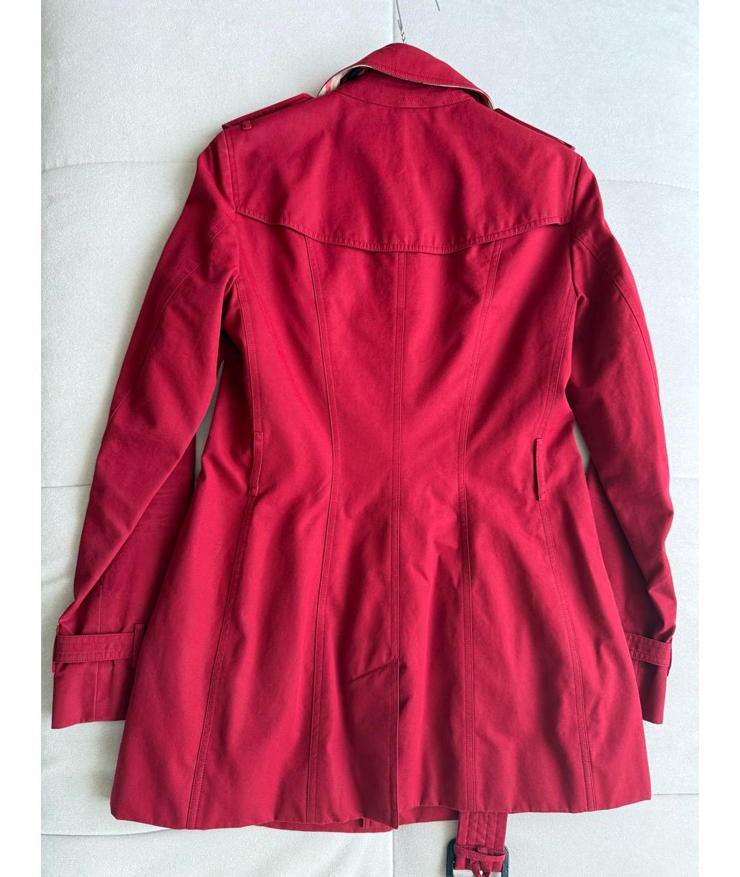 BURBERRY Бордовый хлопковый тренч/плащ, фото 2