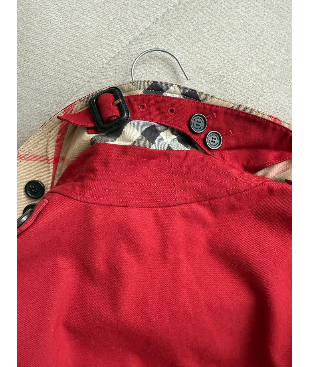 BURBERRY Бордовый хлопковый тренч/плащ, фото 5
