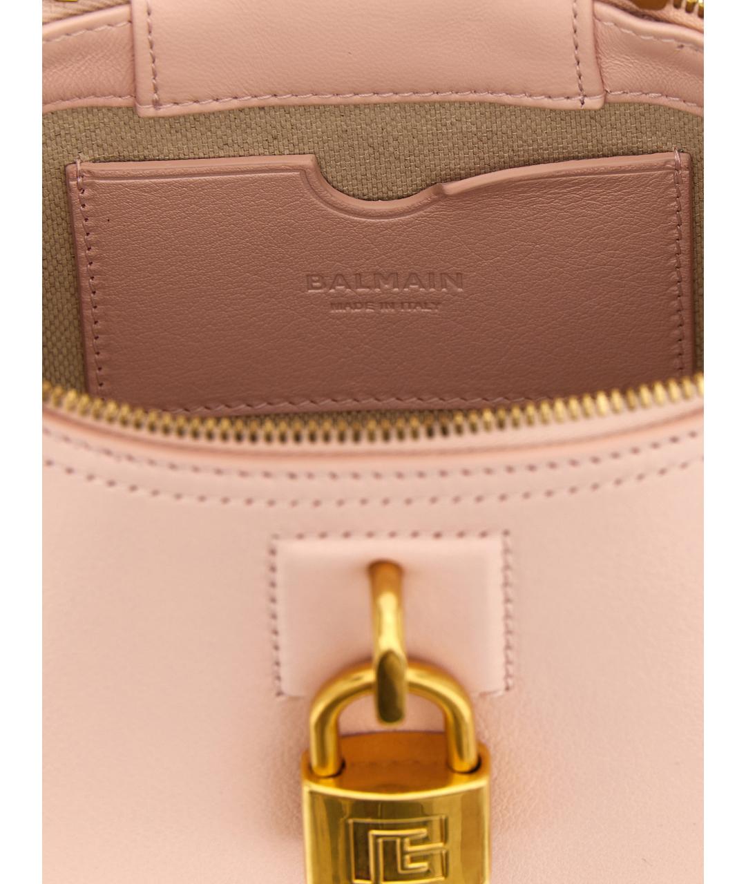 BALMAIN Розовая кожаная сумка с короткими ручками, фото 4