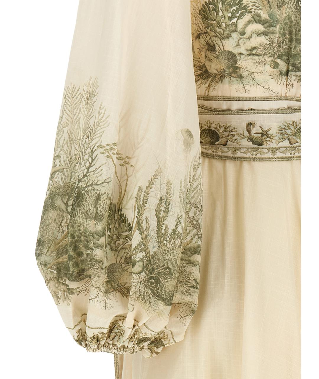ZIMMERMANN Зеленые хлопковое повседневное платье, фото 4