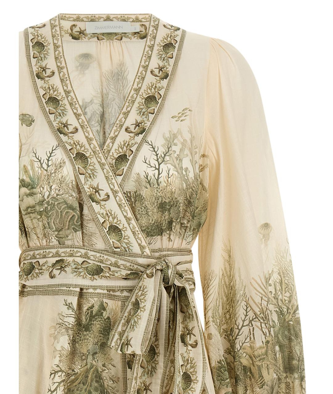 ZIMMERMANN Зеленые хлопковое повседневное платье, фото 3