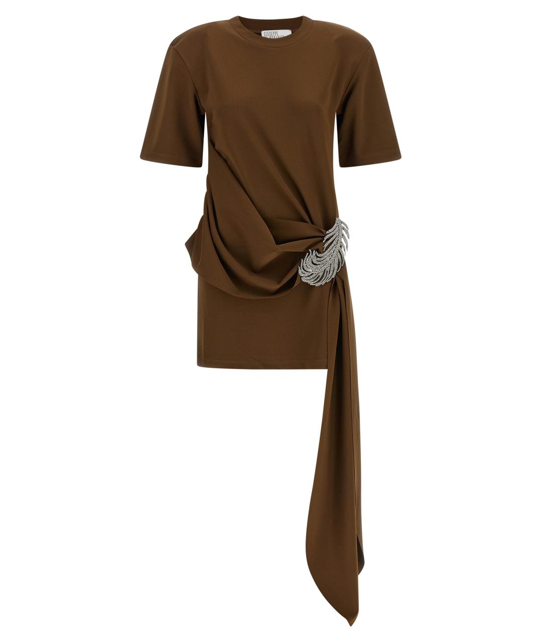 GIUSEPPE DI MORABITO Коричневое вискозное платье, фото 1