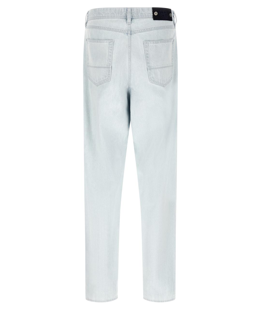 STONE ISLAND Голубые хлопковые прямые джинсы, фото 2