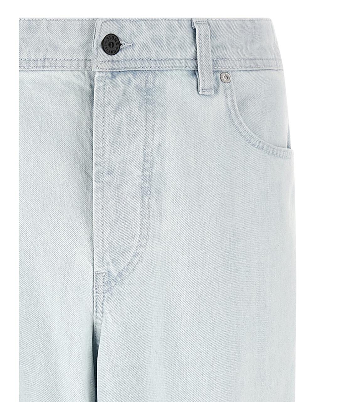 STONE ISLAND Голубые хлопковые прямые джинсы, фото 3