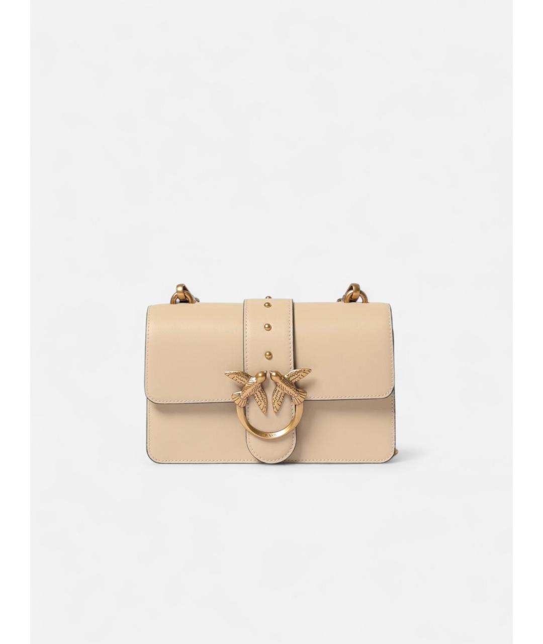 PINKO Бежевая кожаная сумка через плечо, фото 5