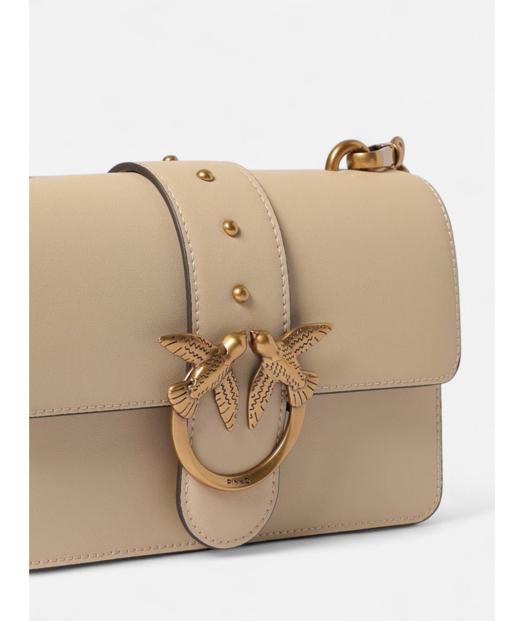 PINKO Бежевая кожаная сумка через плечо, фото 2