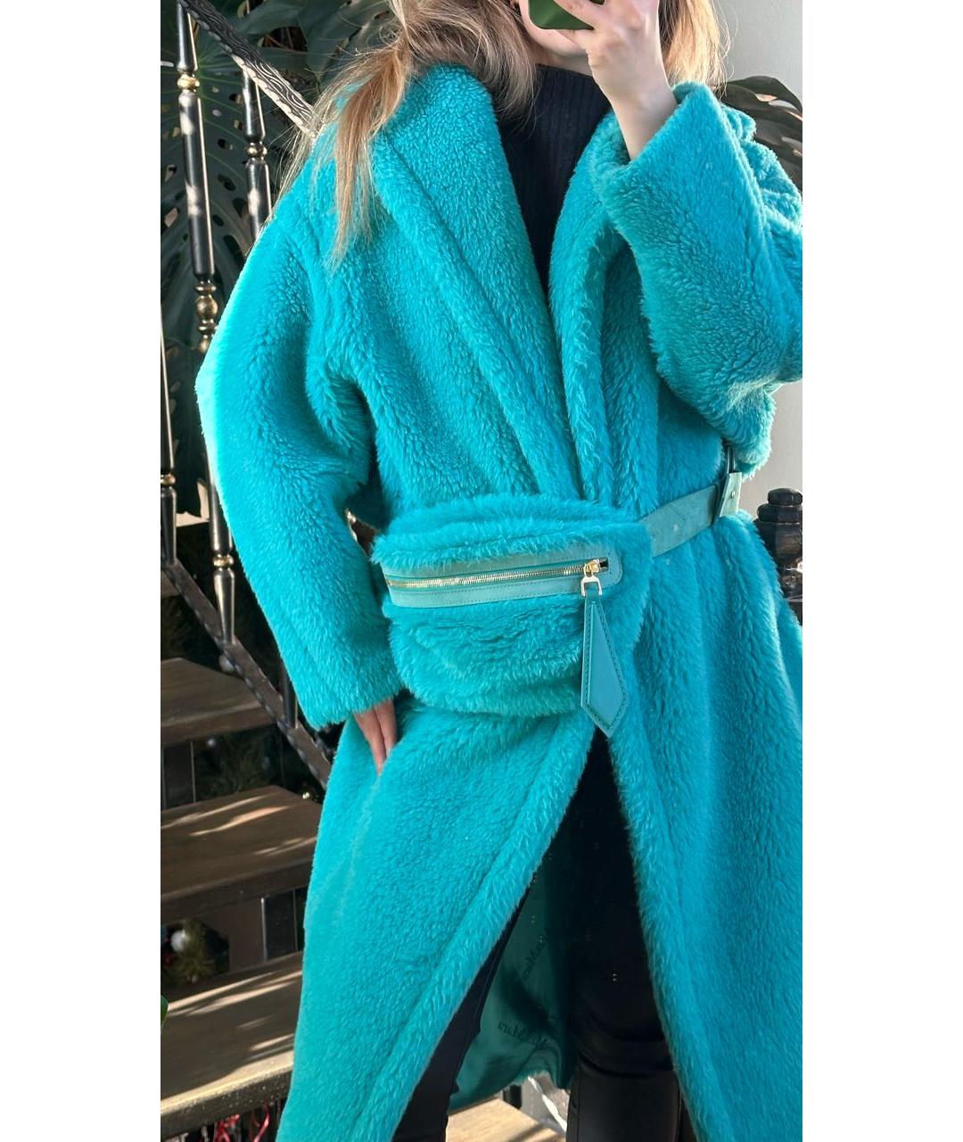 MAX MARA Бирюзовая шерстяная поясная сумка, фото 6