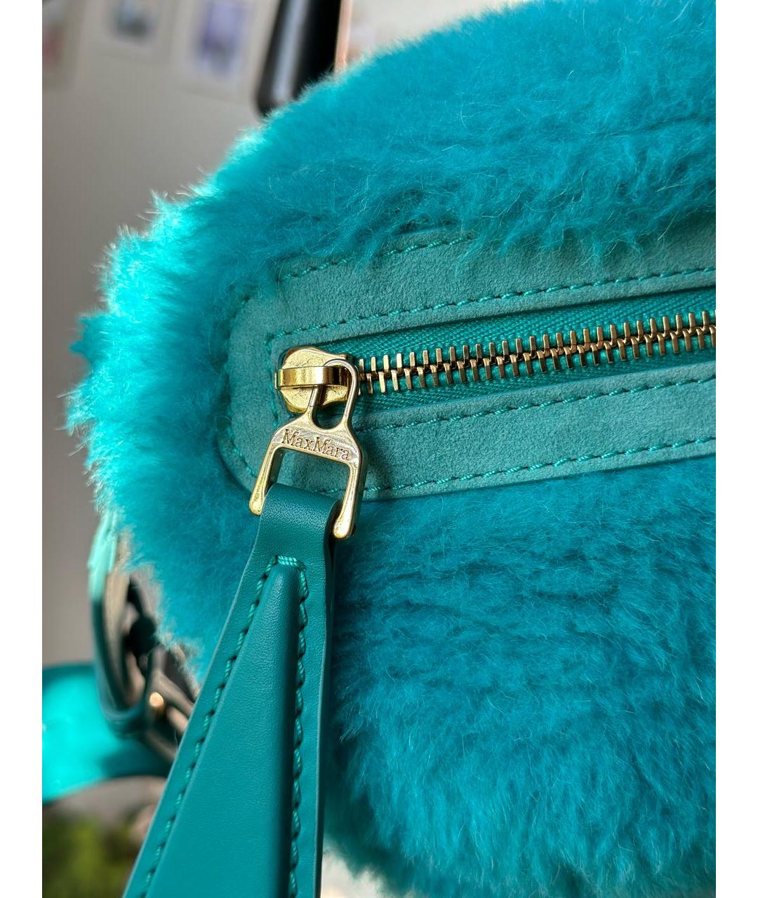 MAX MARA Бирюзовая шерстяная поясная сумка, фото 5