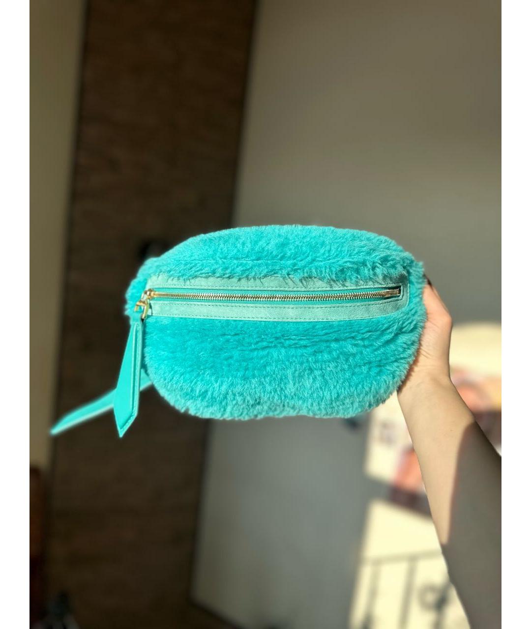 MAX MARA Бирюзовая шерстяная поясная сумка, фото 2