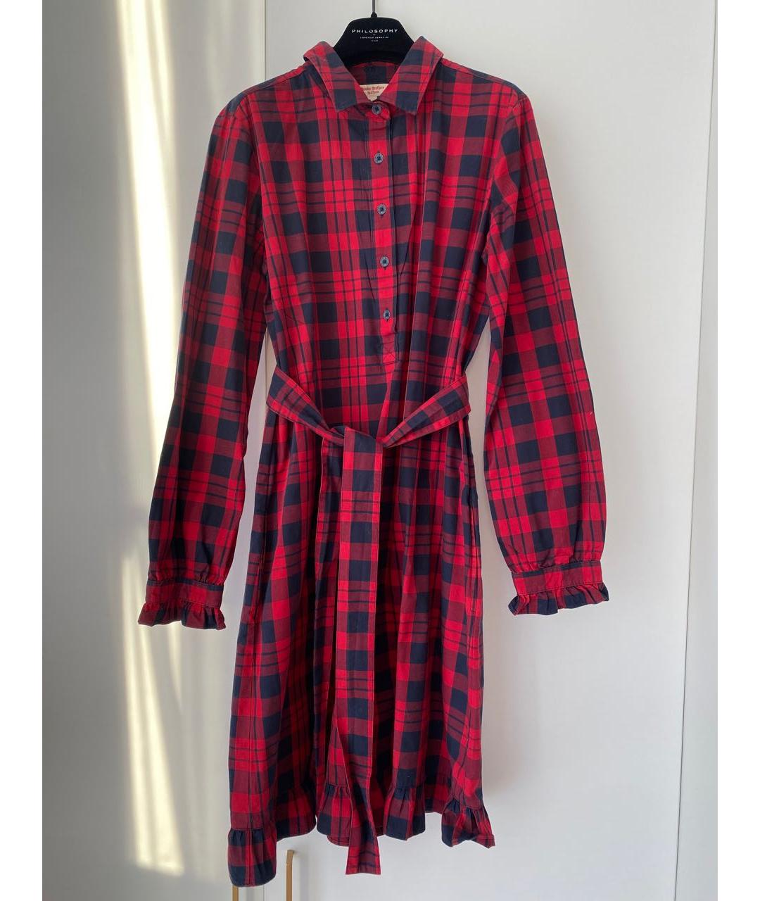 BROOKS BROTHERS Красное хлопковое повседневное платье, фото 7