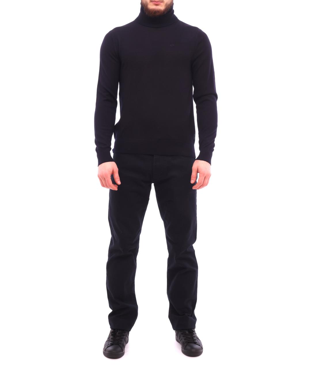 ARMANI EXCHANGE Темно-синий шерстяной джемпер / свитер, фото 2