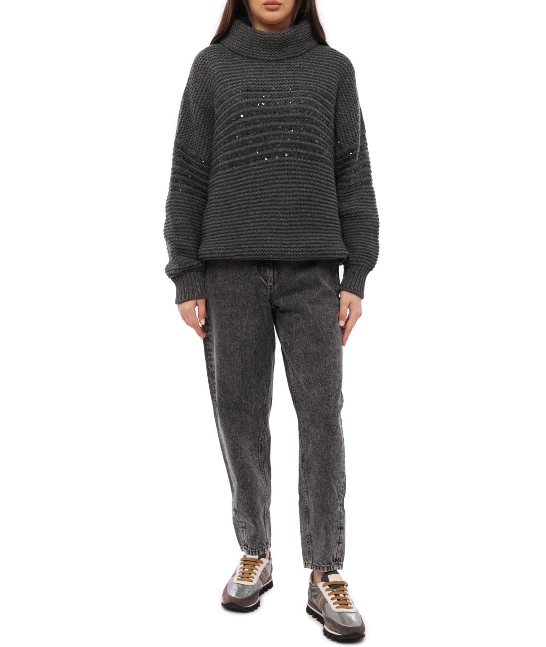 BRUNELLO CUCINELLI Антрацитовый шерстяной джемпер / свитер, фото 7