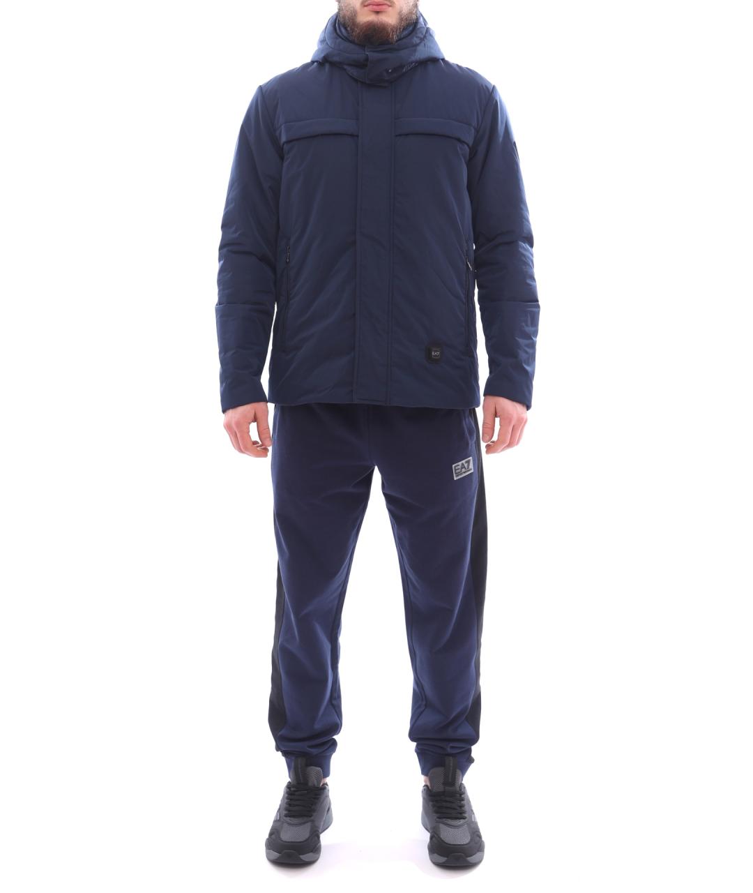 EA7 Синяя полиамидовая куртка, фото 6