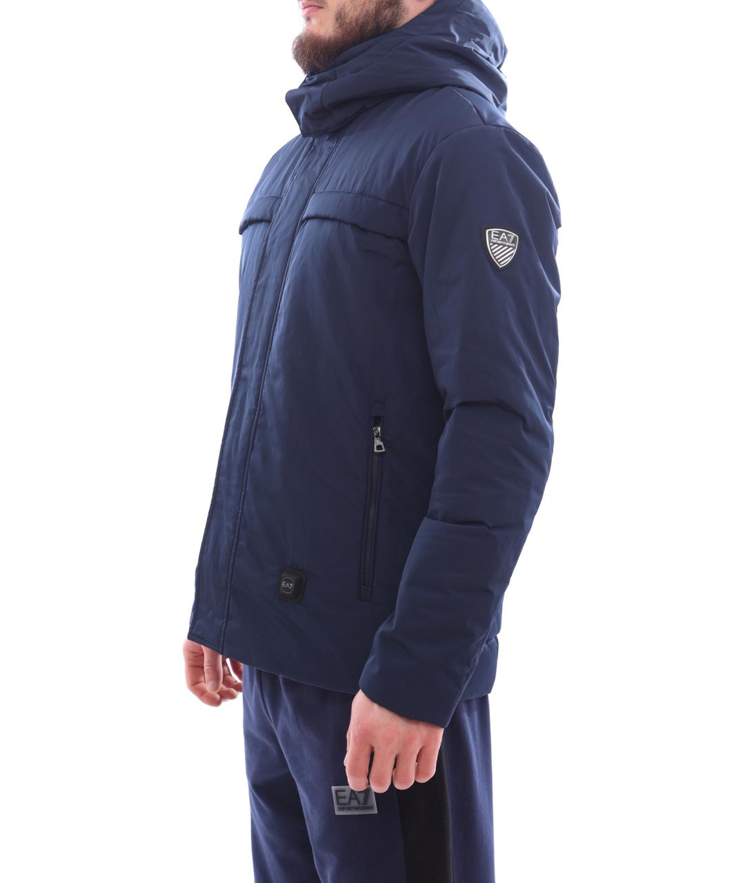 EA7 Синяя полиамидовая куртка, фото 5
