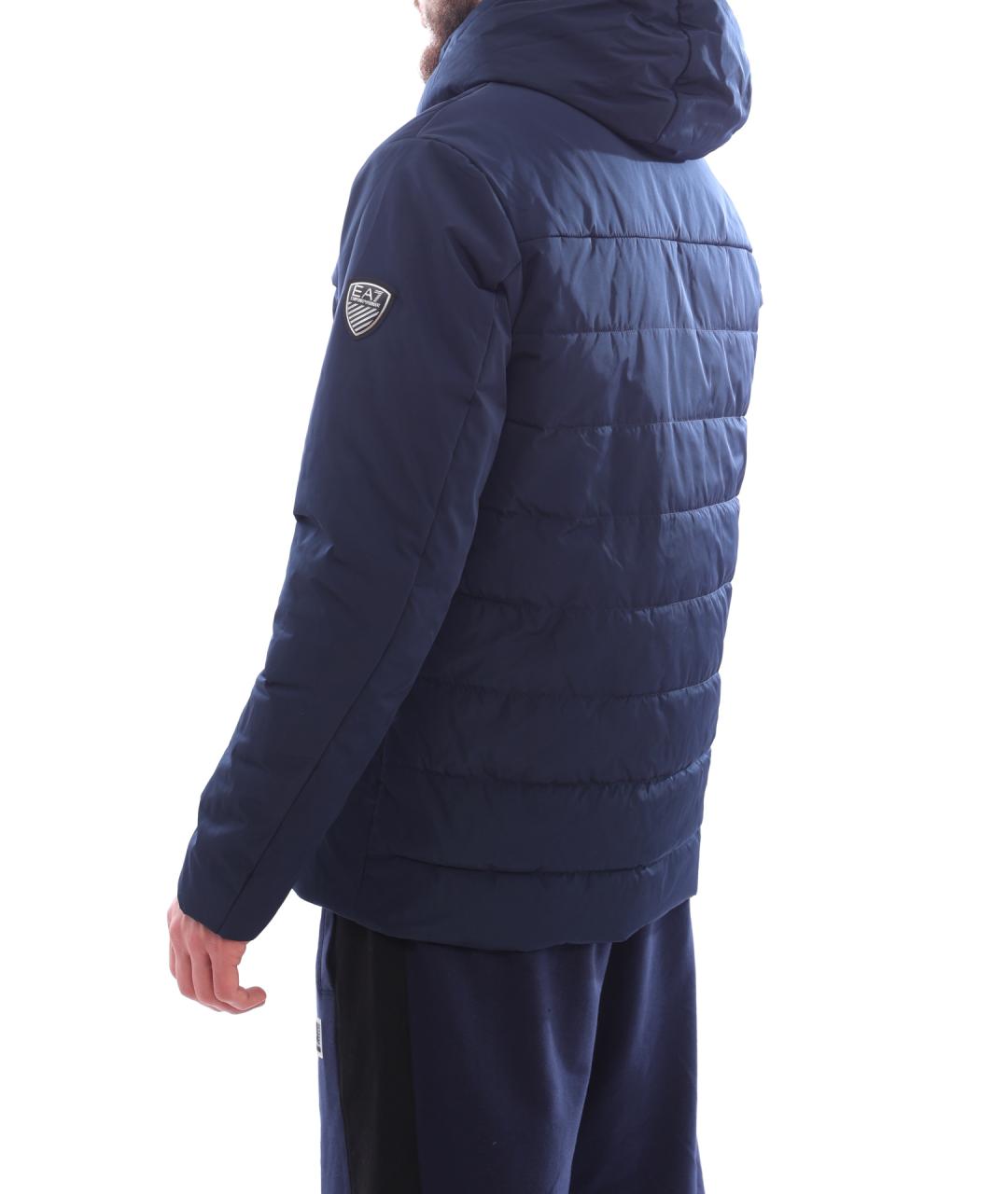 EA7 Синяя полиамидовая куртка, фото 3