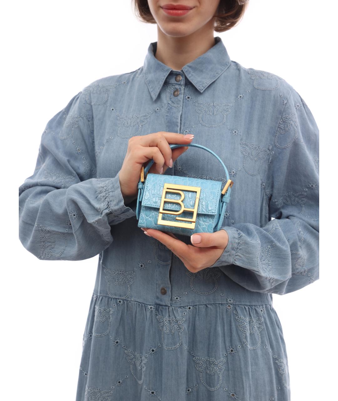 BY FAR Голубая кожаная сумка с короткими ручками, фото 2