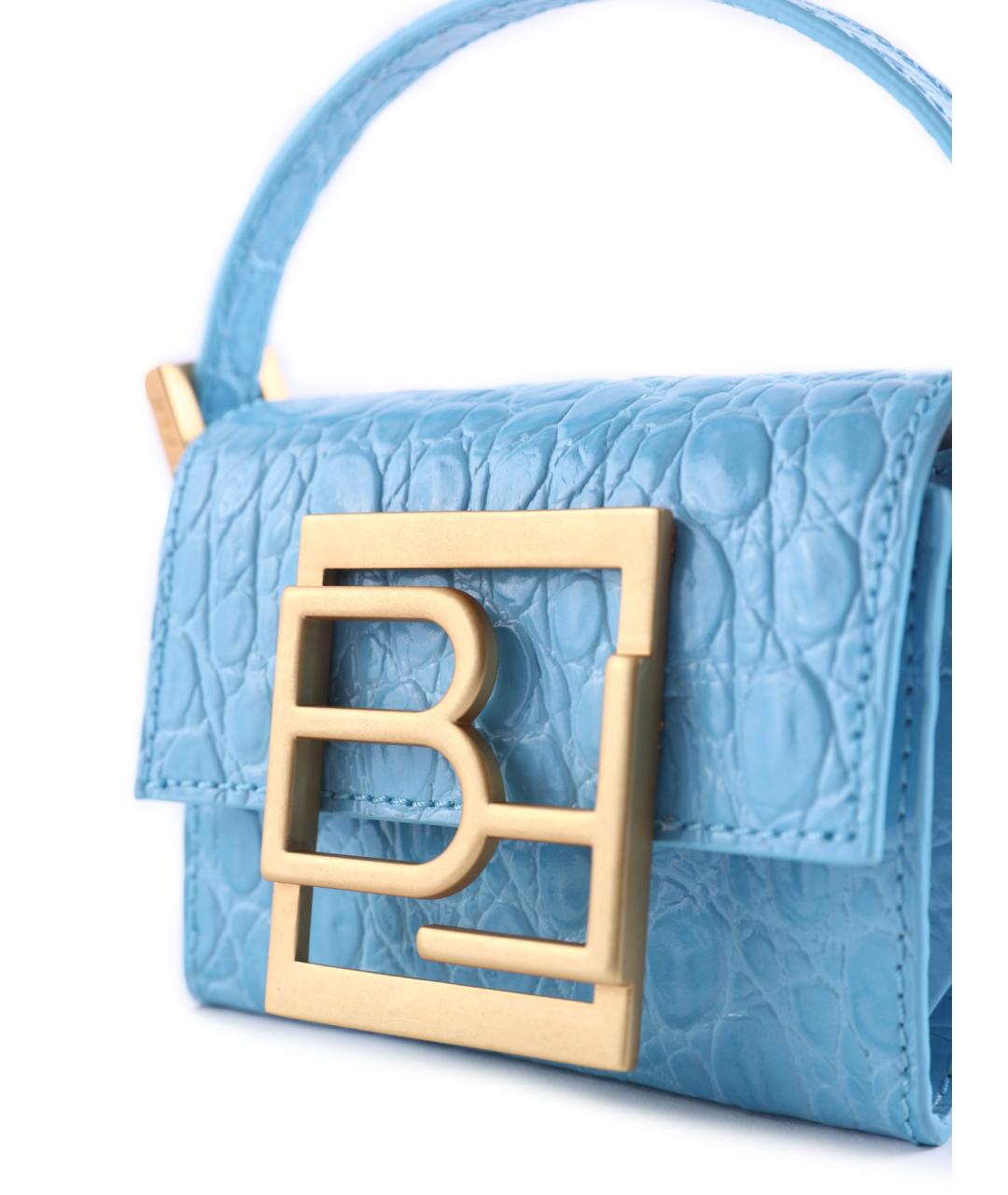 BY FAR Голубая кожаная сумка с короткими ручками, фото 3