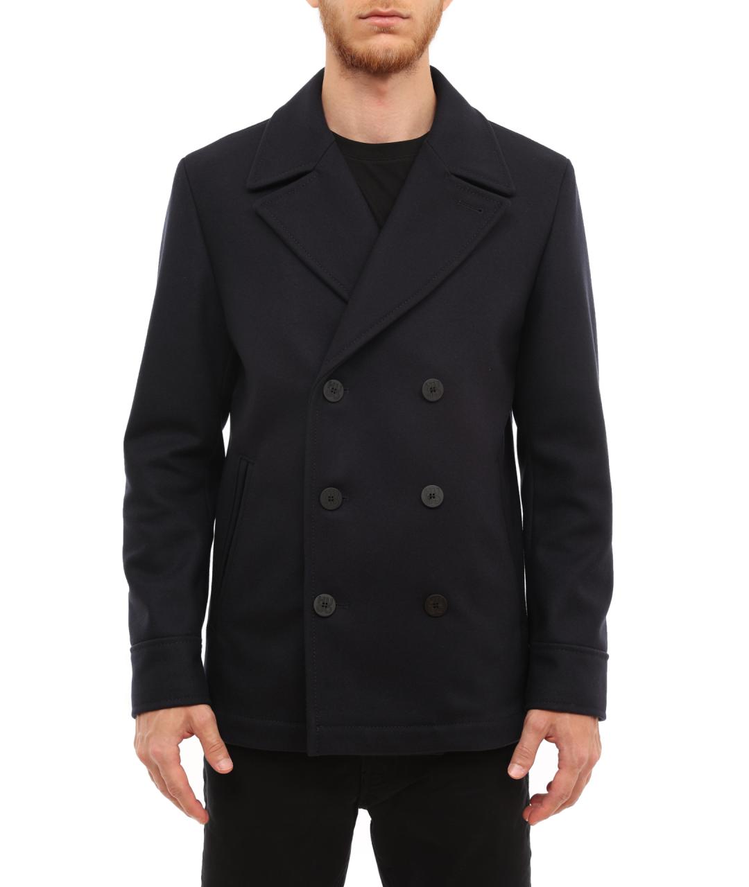 HUGO Синее шерстяное пальто, фото 1