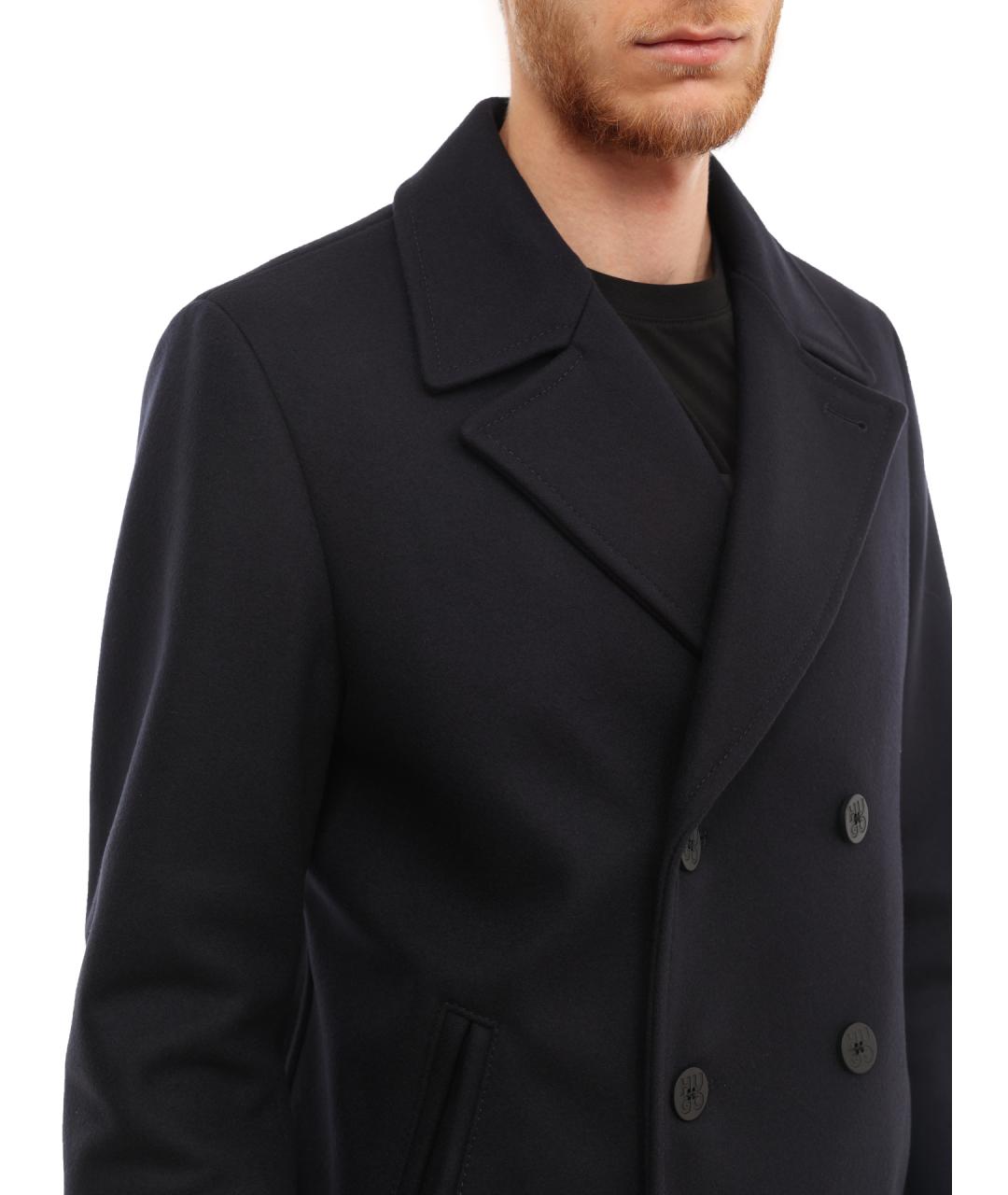 HUGO Синее шерстяное пальто, фото 7
