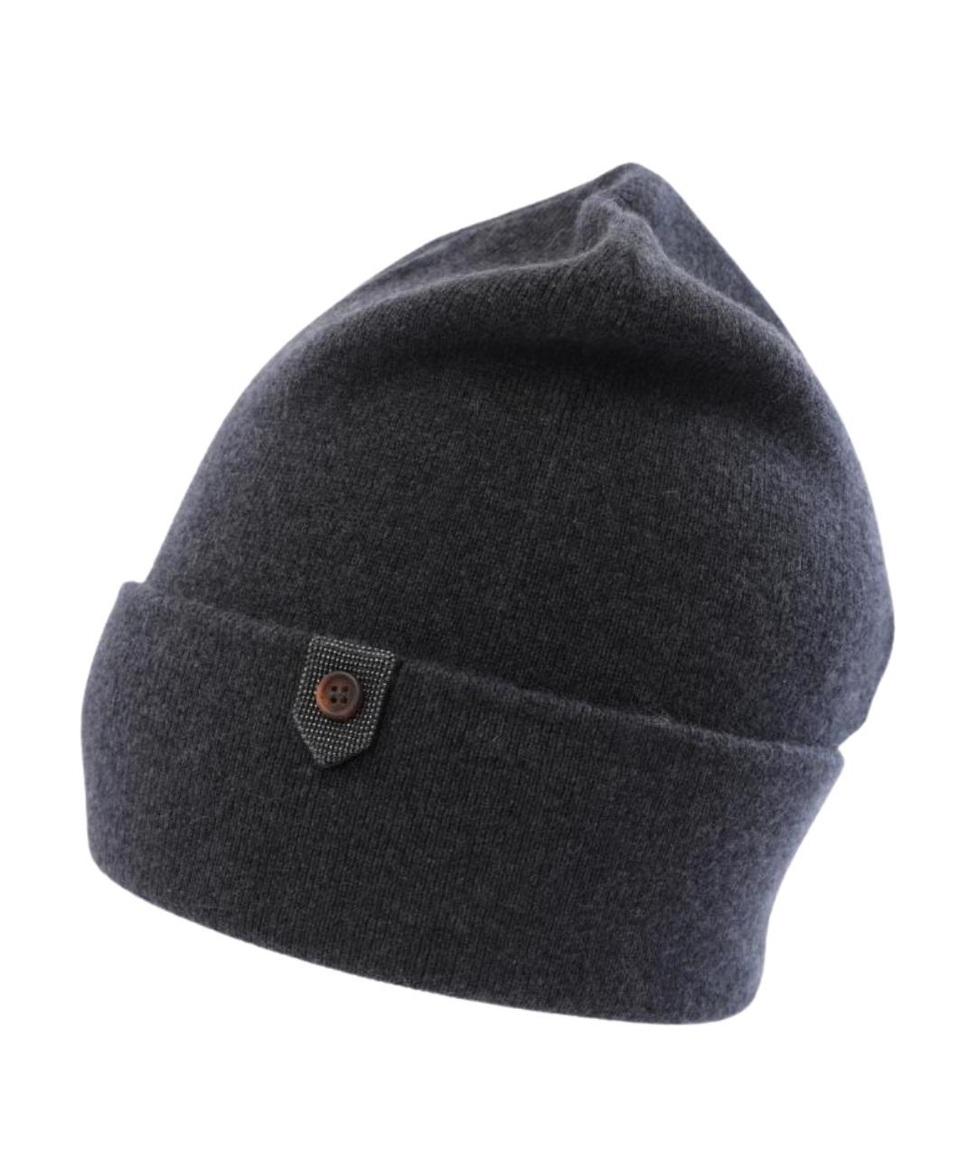 BRUNELLO CUCINELLI Антрацитовая кашемировая шапка, фото 2