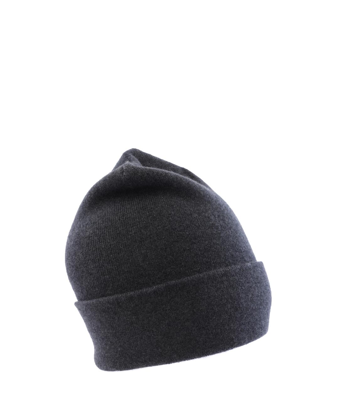 BRUNELLO CUCINELLI Антрацитовая кашемировая шапка, фото 4