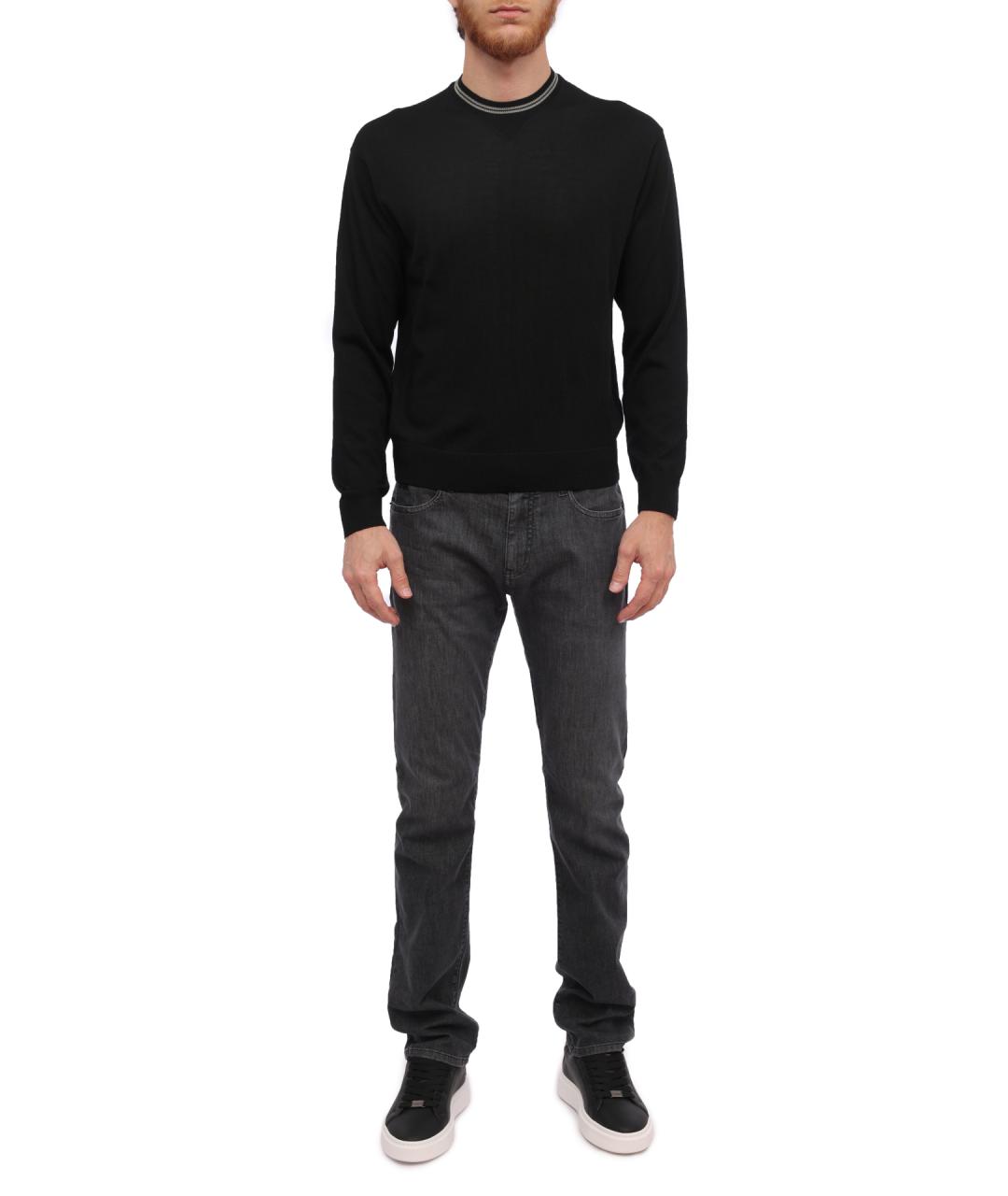 EMPORIO ARMANI Черный шерстяной джемпер / свитер, фото 2