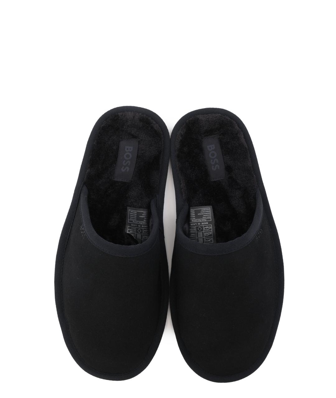 HUGO BOSS Черные текстильные шлепанцы, фото 4