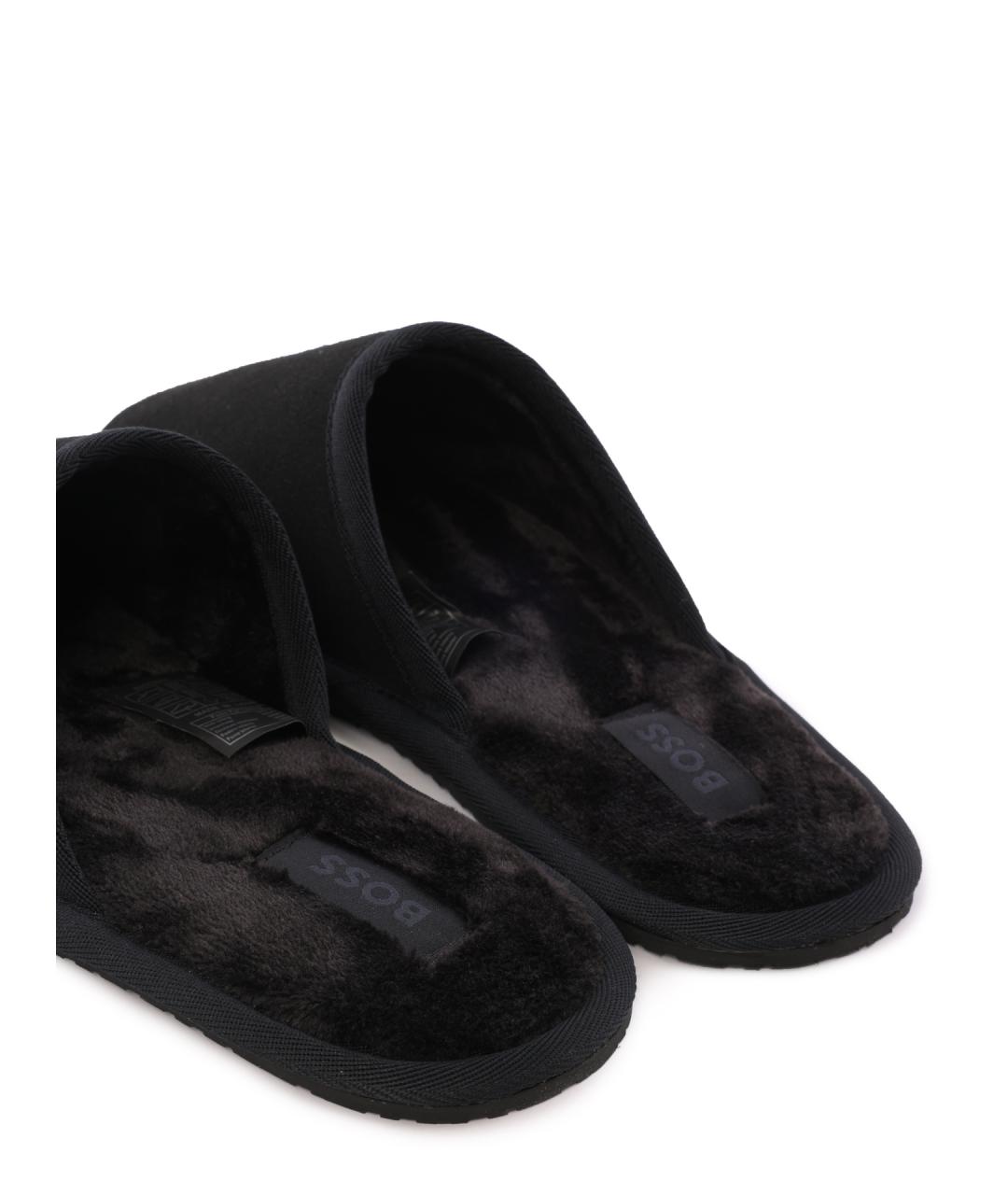 HUGO BOSS Черные текстильные шлепанцы, фото 5