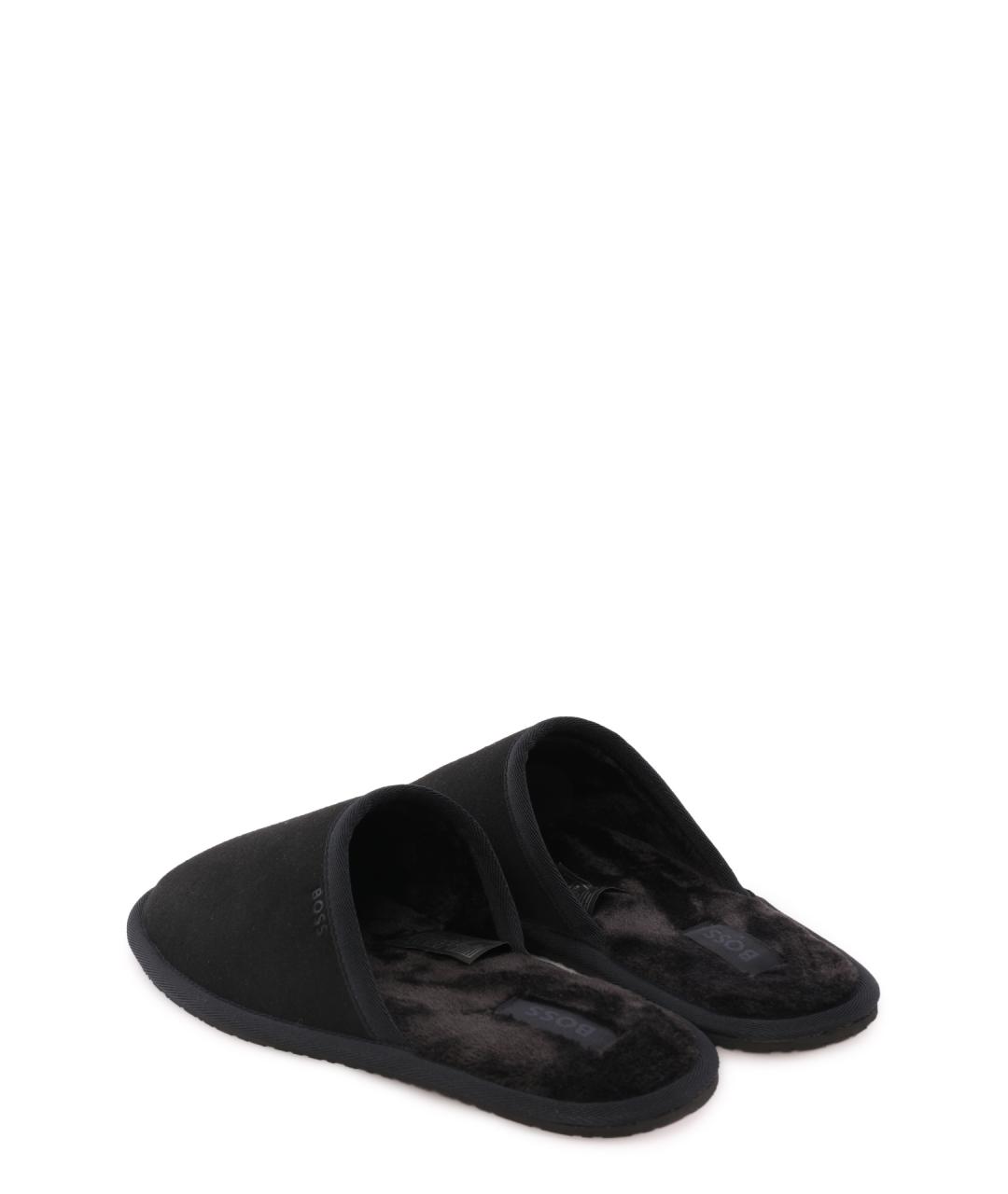 HUGO BOSS Черные текстильные шлепанцы, фото 3