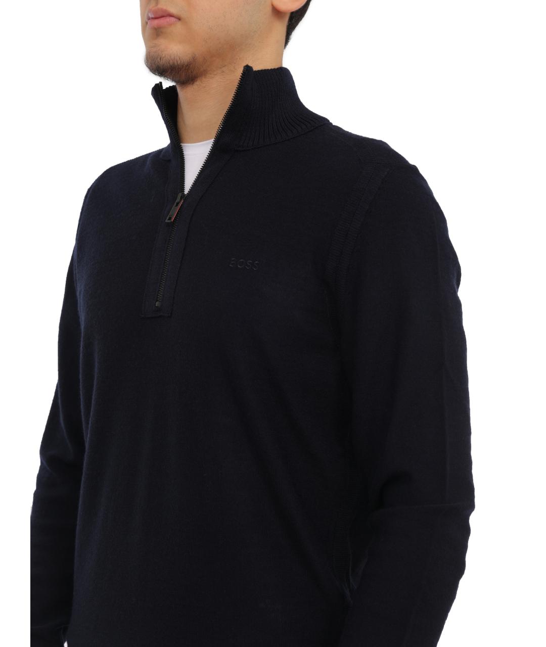 HUGO BOSS Темно-синий шерстяной джемпер / свитер, фото 3