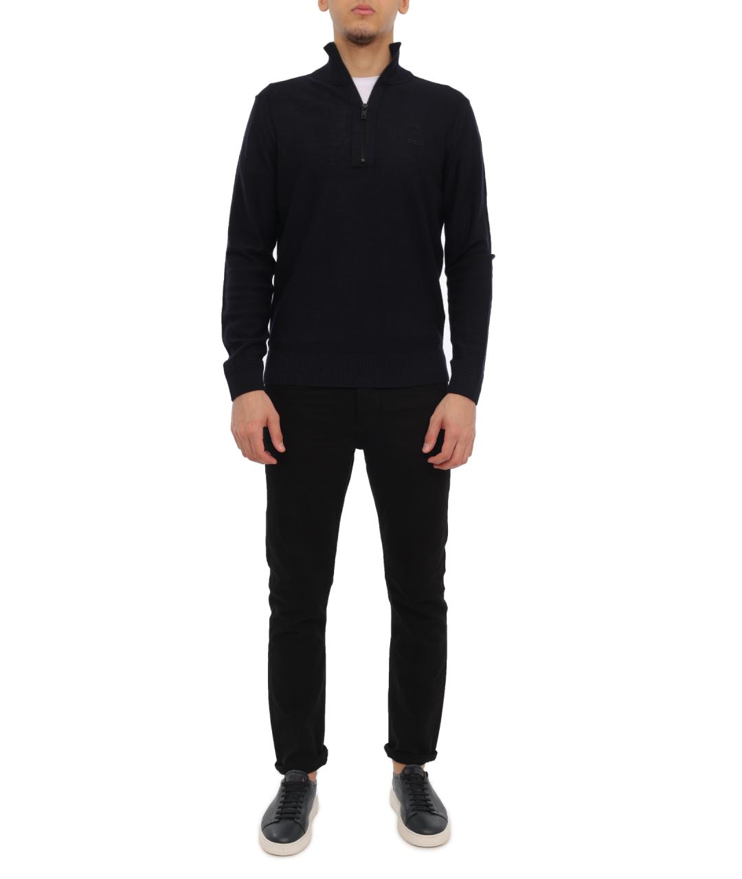 HUGO BOSS Темно-синий шерстяной джемпер / свитер, фото 2