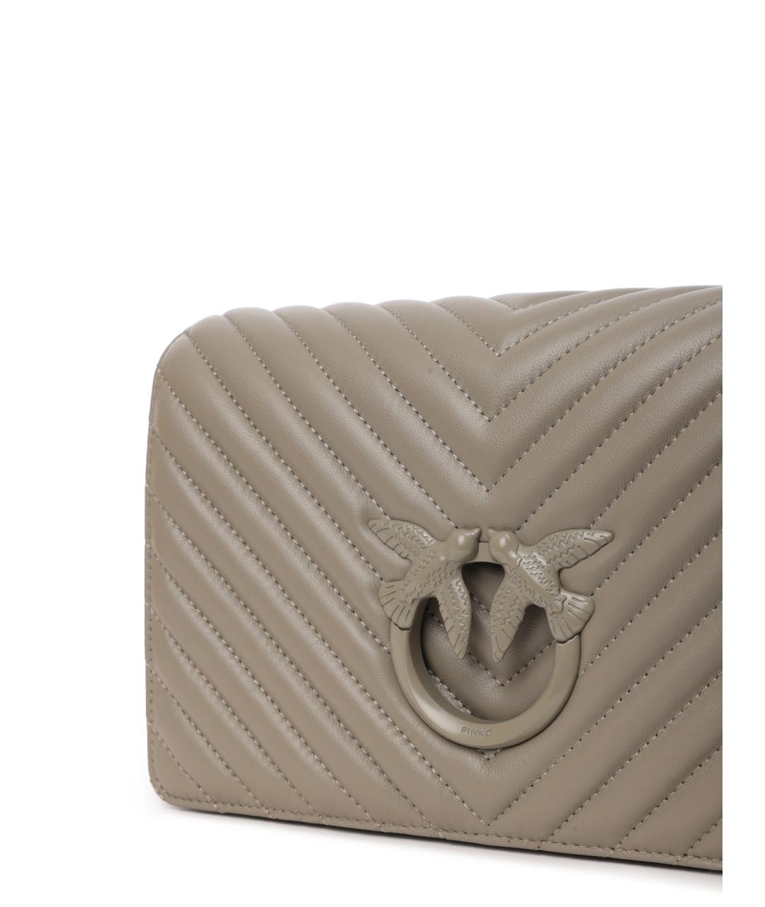 PINKO Бежевая кожаная сумка через плечо, фото 5