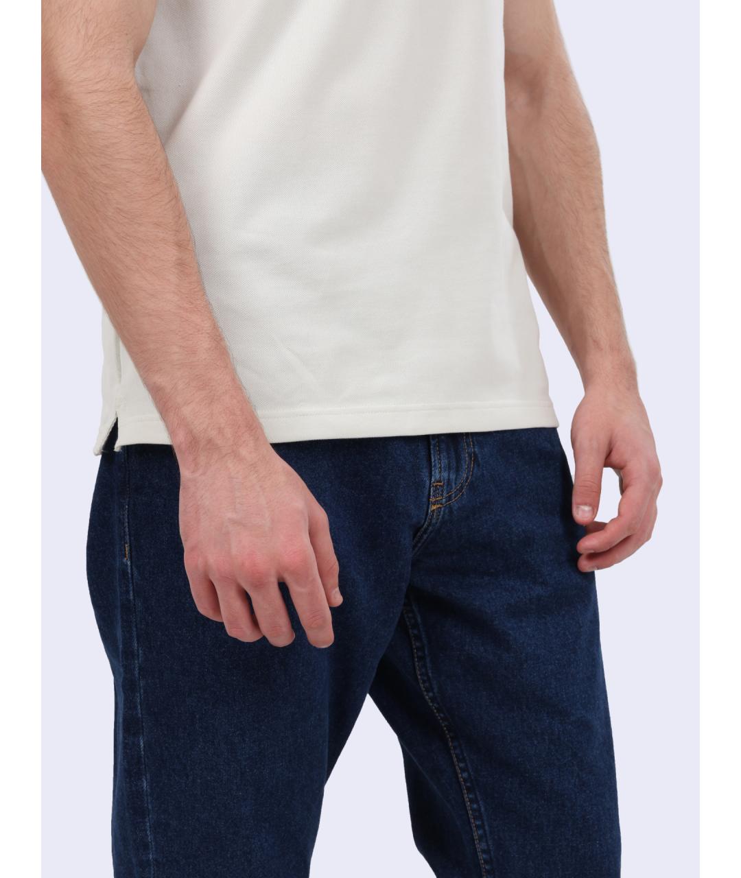 CALVIN KLEIN Белое хлопковое поло с коротким рукавом, фото 4