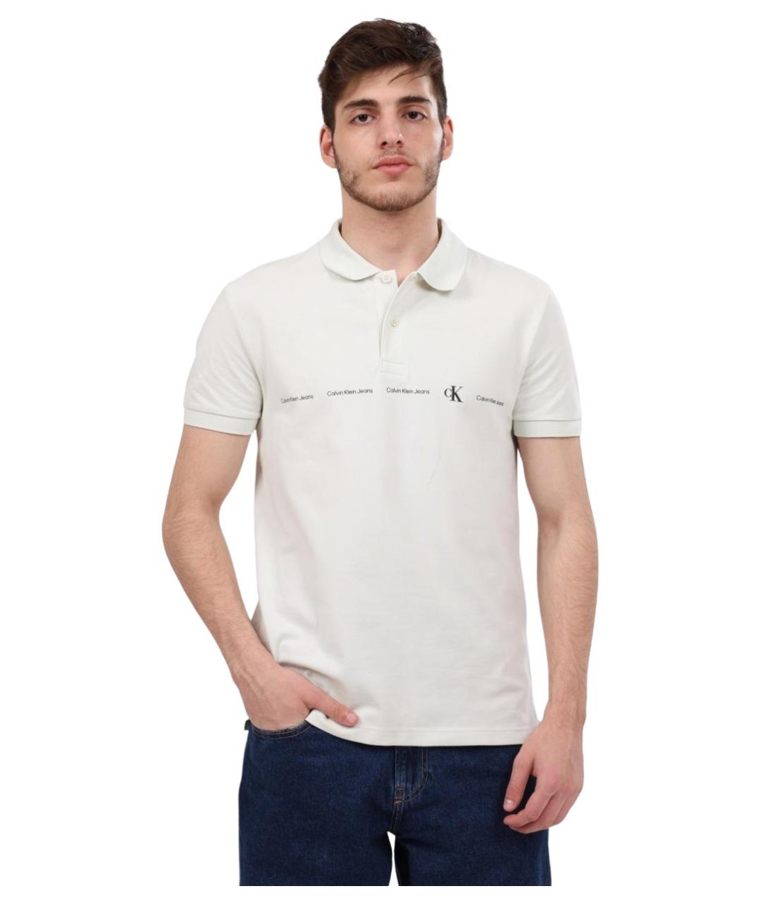 CALVIN KLEIN Белое хлопковое поло с коротким рукавом, фото 1